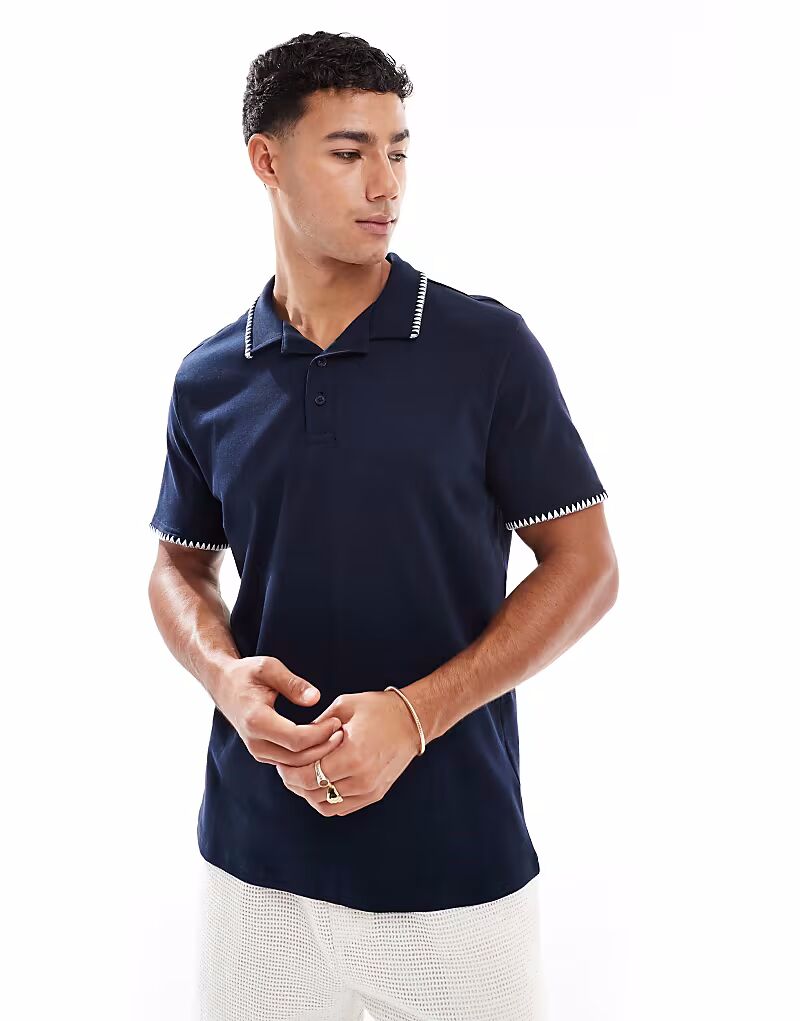 Потертый топ-поло из хлопка темно-синего цвета Threadbare
Потертый топ-поло из хлопка темно-синего цвета Threadbare