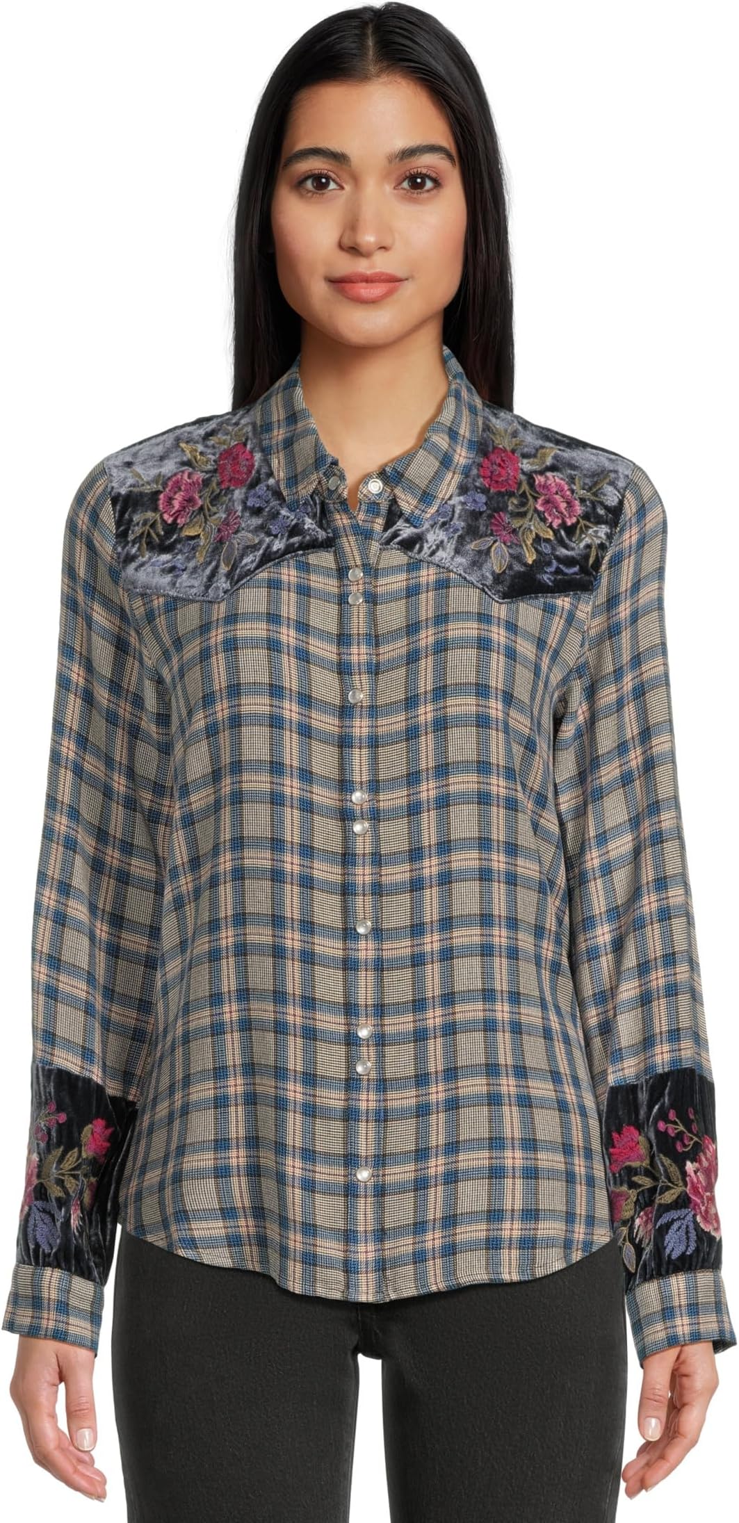 Женская рубашка в стиле вестерн с рукавами-фонариками — Sassiba Johnny Was, Cirla Plaid
Женская рубашка в стиле вестерн с рукавами-фонариками — Sassiba Johnny Was, Cirla Plaid