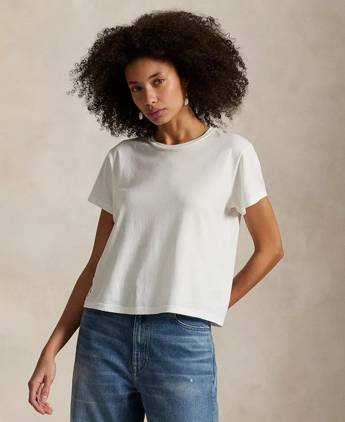 Женская классическая футболка укороченного кроя из джерси Polo Ralph Lauren, белый
Женская классическая футболка укороченного кроя из джерси Polo Ralph Lauren, белый