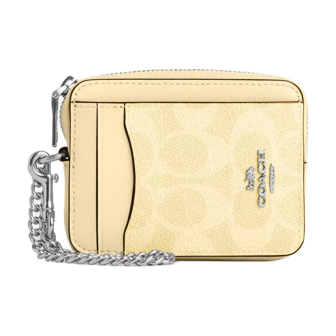 COACH Женский желтый картхолдер из текстиля с покрытием, Yellow 
COACH Женский желтый картхолдер из текстиля с покрытием, Yellow