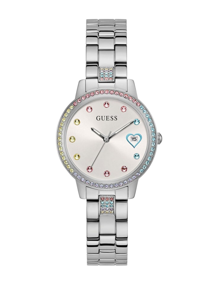 Guess Аналоговые женские часы серебристого цвета
Guess Аналоговые женские часы серебристого цвета