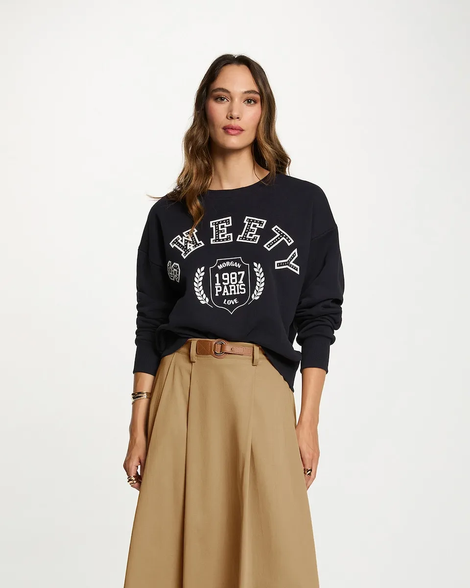Женская толстовка с круглым вырезом с принтом Morgan, черный
Женская толстовка с круглым вырезом с принтом Morgan, черный