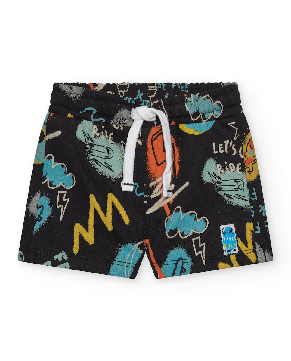 Черные шорты-бермуды для мальчика с облаками и молниями Tuc tuc, черный
Черные шорты-бермуды для мальчика с облаками и молниями Tuc tuc, черный