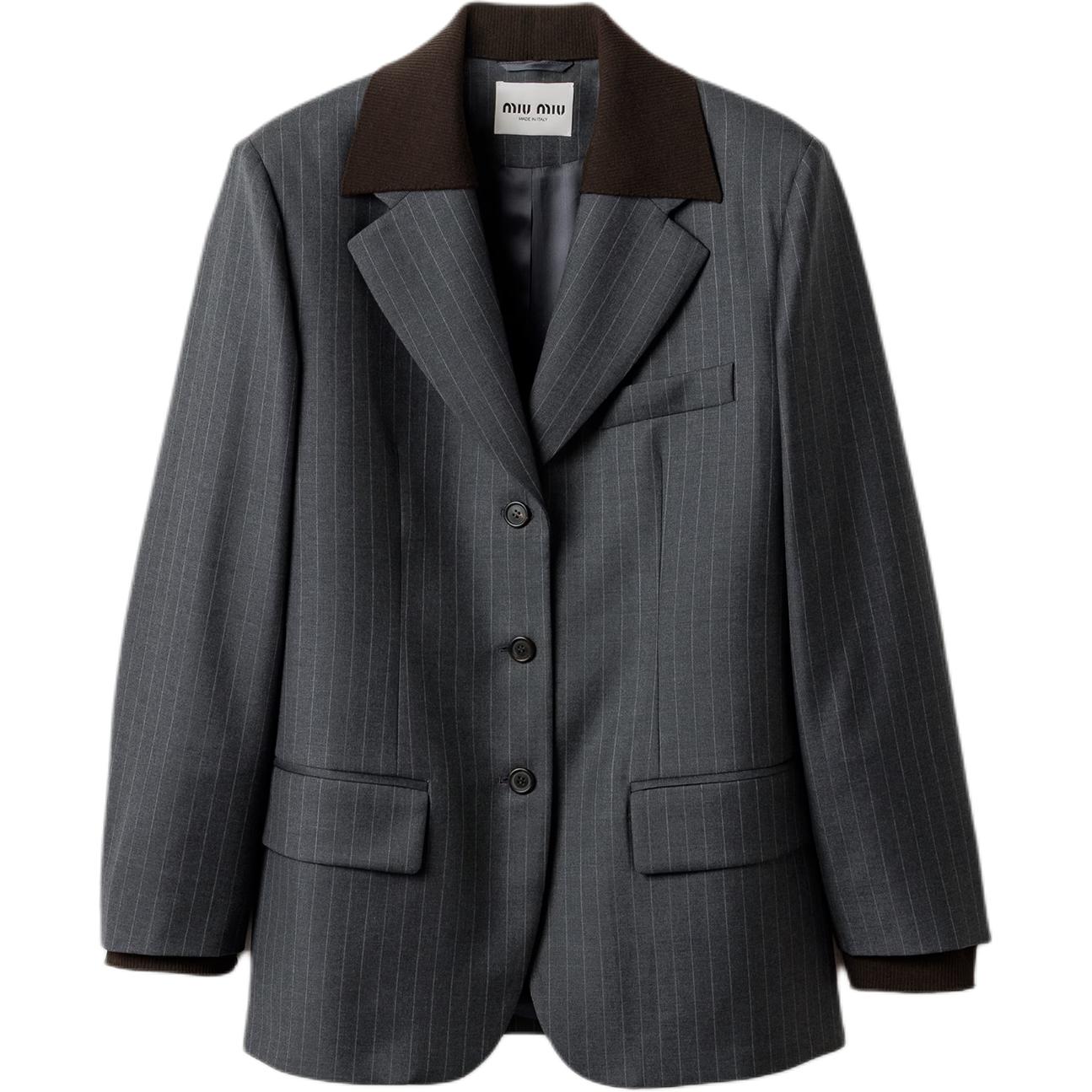 MIU MIU Пиджак с полосками на лацканах, Stone Gray
MIU MIU Пиджак с полосками на лацканах, Stone Gray