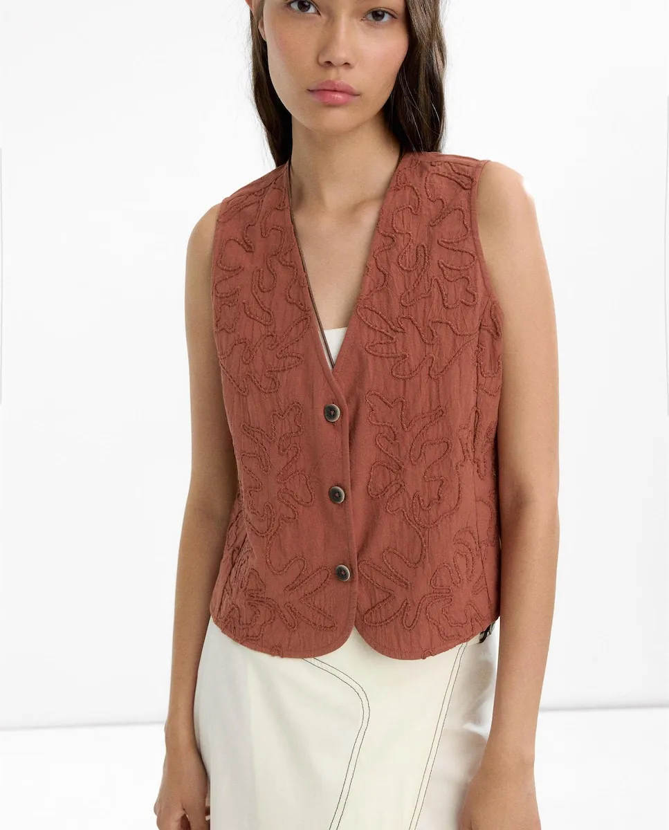 Женский жилет 100% хлопок с пуговицами и вышивкой Parfois, серовато-красный
Женский жилет 100% хлопок с пуговицами и вышивкой Parfois, серовато-красный