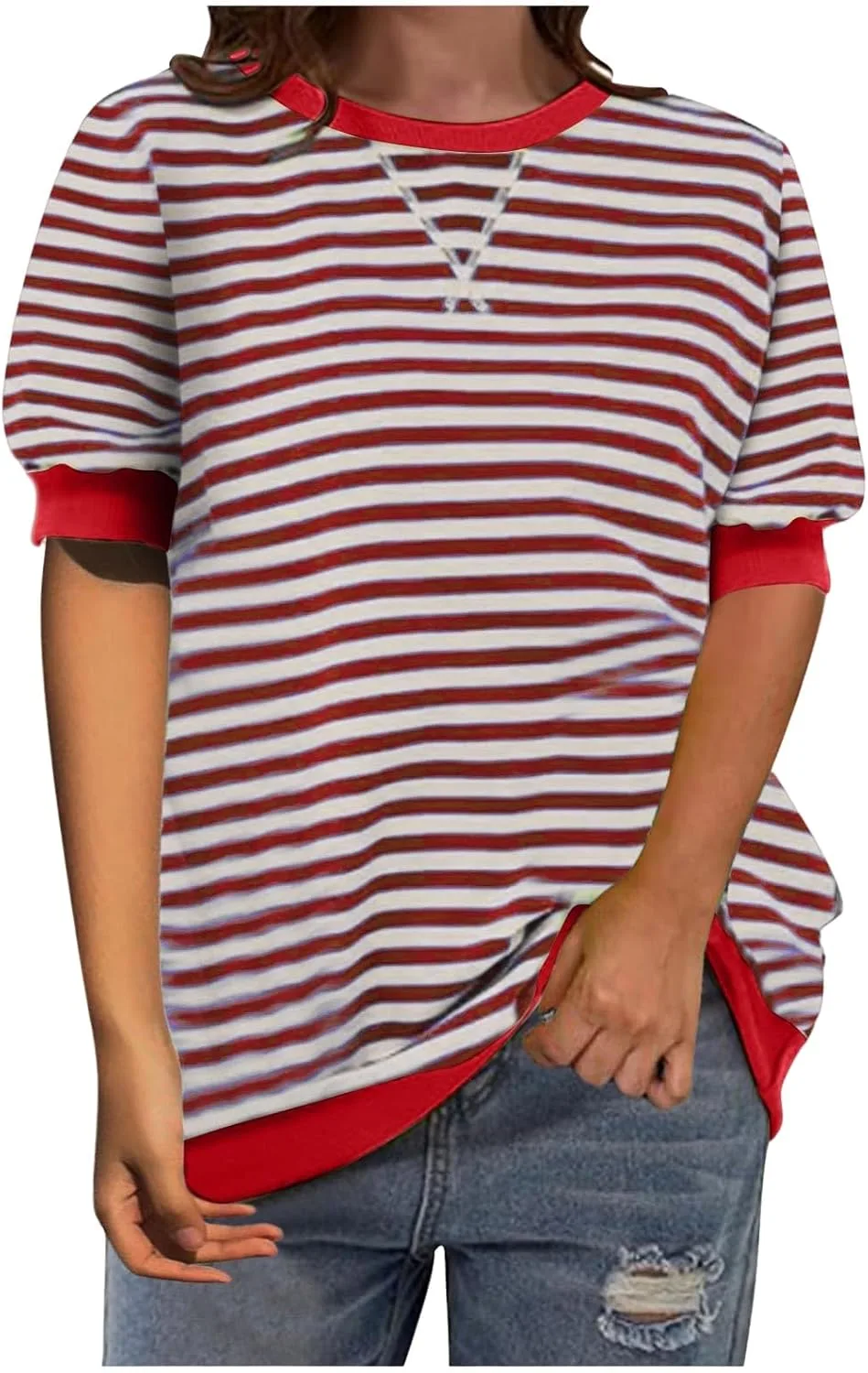 Женский полосатый топ Casual Oversized с коротким рукавом KVOTUU
Женский полосатый топ Casual Oversized с коротким рукавом KVOTUU