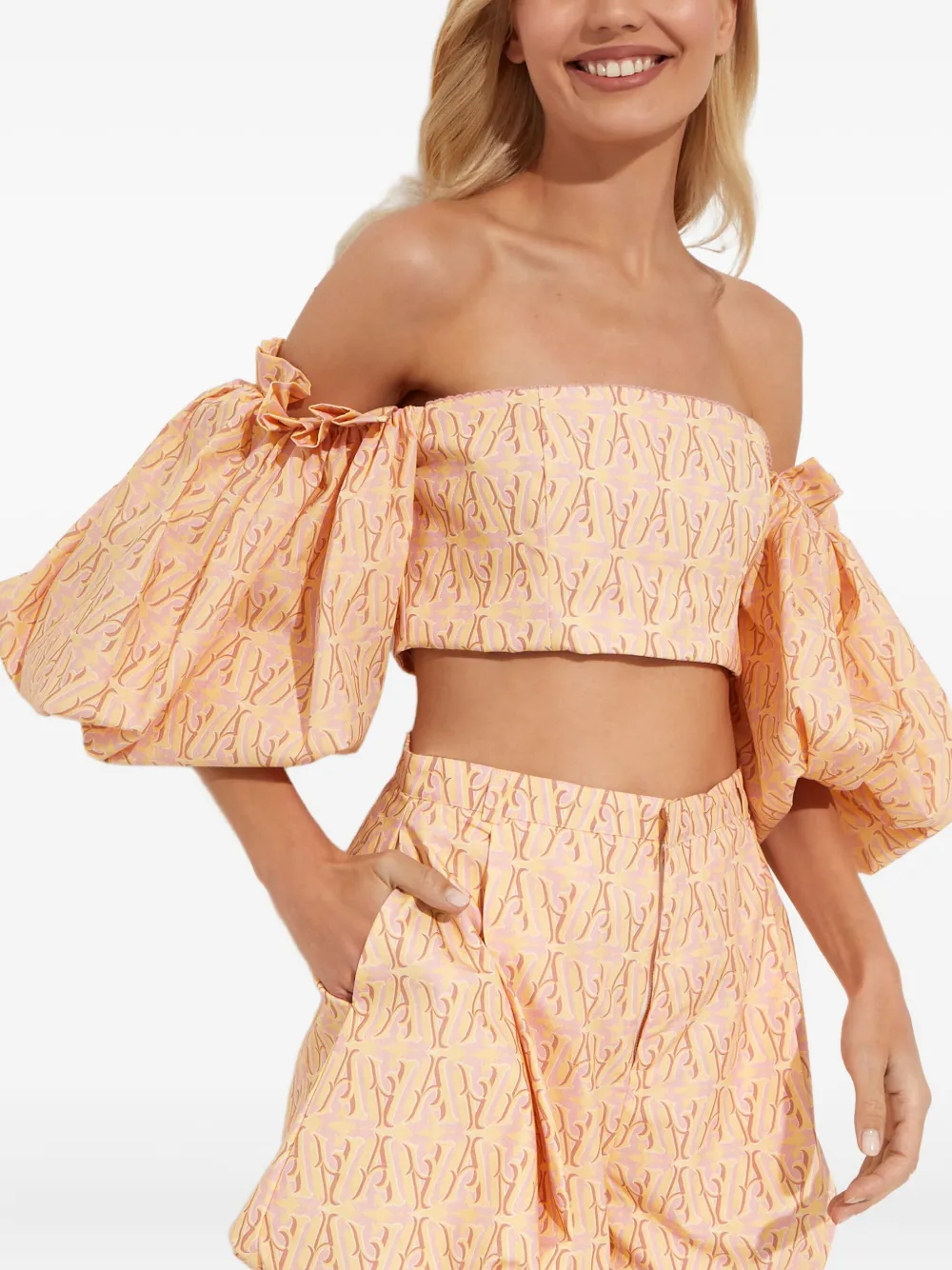 Топ с пышными рукавами Agua By Agua Bendita, бежевый
Топ с пышными рукавами Agua By Agua Bendita, бежевый