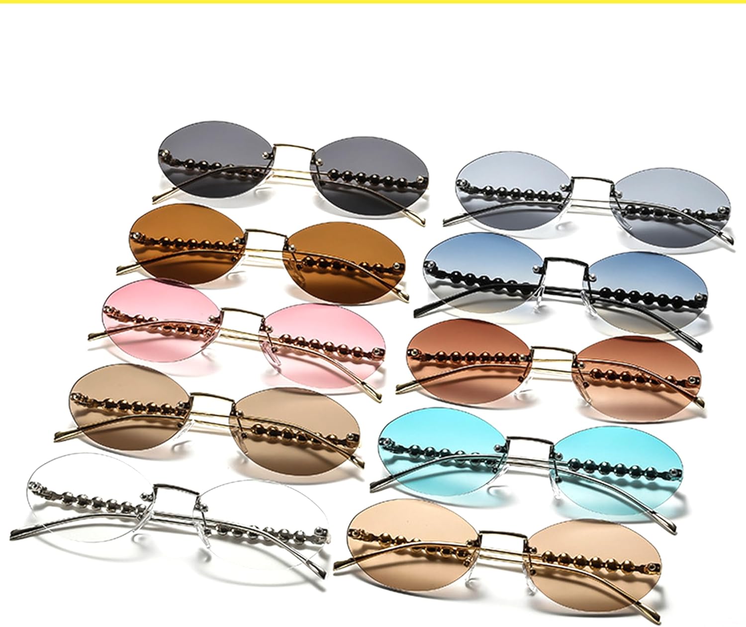 Солнцезащитные очки Bullabulling в стиле ретро, маленькие овальные, для женщин, жемчужная оправа, без оправы, металлическая рама, защита от УФ-излучения UV400, цветные оттенки, Tea
Солнцезащитные очки Bullabulling в стиле ретро, маленькие овальные, для женщин, жемчужная оправа, без оправы, металлическая рама, защита от УФ-излучения UV400, цветные оттенки, Tea