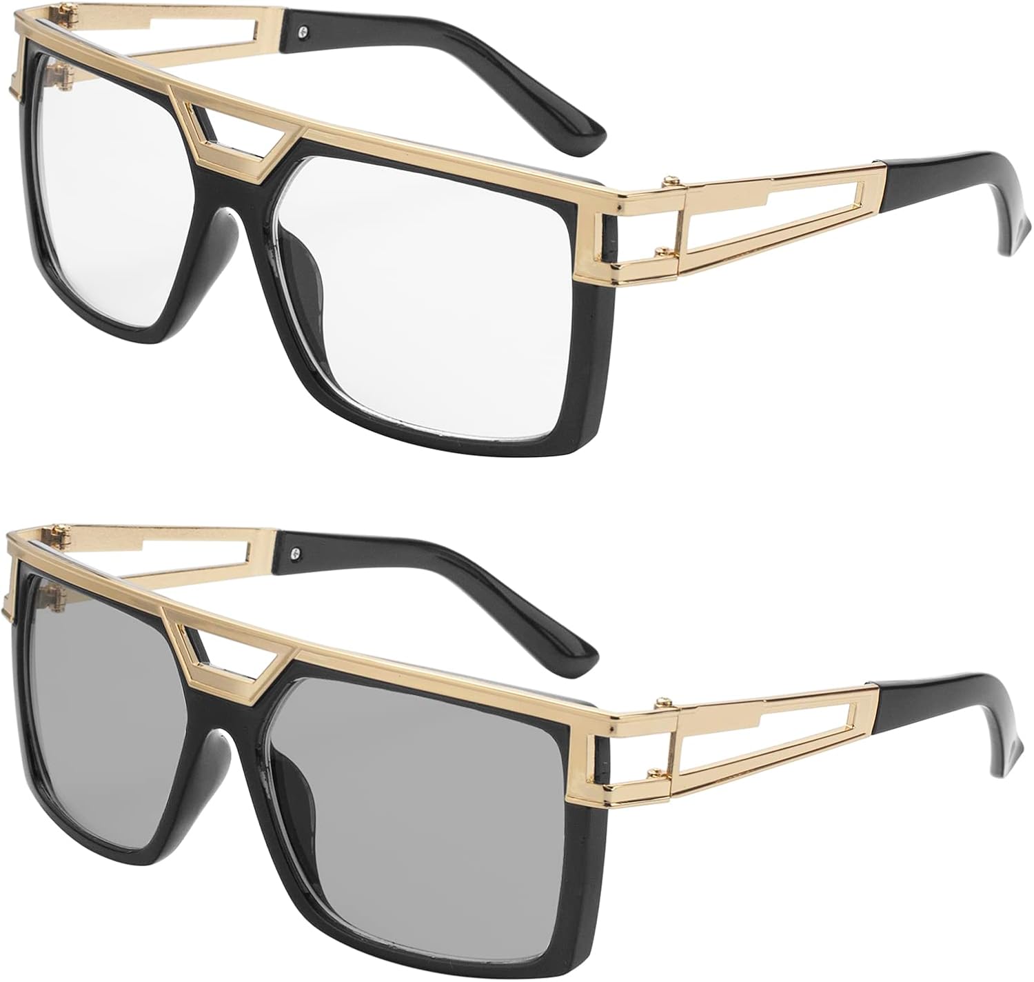 2 пары солнцезащитных очков в стиле хип-хоп для женщин 90-х, рэперши и диджеи 80-х, классические большие очки хиппи для костюма в стиле хип-хоп 90-х, квадратные ретро-очки в золотой оправе (черные) FACATH, Sunglasses Color 4
2 пары солнцезащитных очков в стиле хип-хоп для женщин 90-х, рэперши и диджеи 80-х, классические большие очки хиппи для костюма в стиле хип-хоп 90-х, квадратные ретро-очки в золотой оправе (черные) FACATH, Sunglasses Color 4