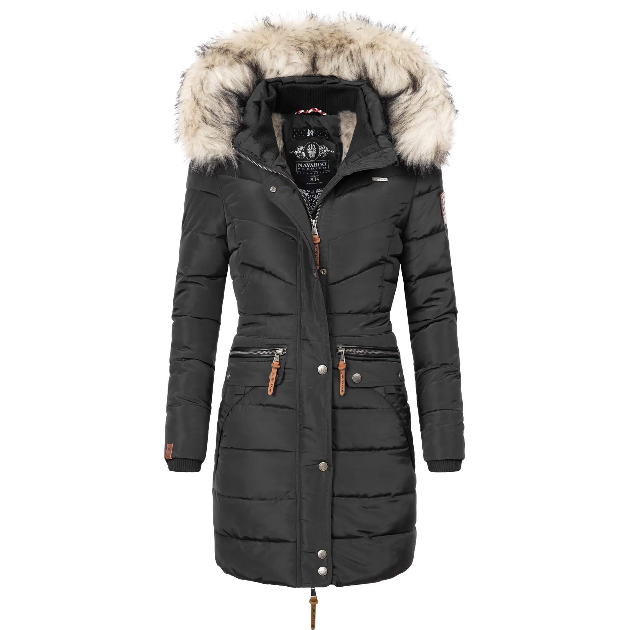 Стеганое пальто Наваху "Паула" — стильная зимняя парка с элегантным искусственным мехом Navahoo, черный 
Стеганое пальто Наваху "Паула" — стильная зимняя парка с элегантным искусственным мехом Navahoo, черный