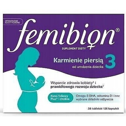 3. Фолиевая кислота с холином для грудного вскармливания 56 таблеток + 56 капсул Femibion
3. Фолиевая кислота с холином для грудного вскармливания 56 таблеток + 56 капсул Femibion