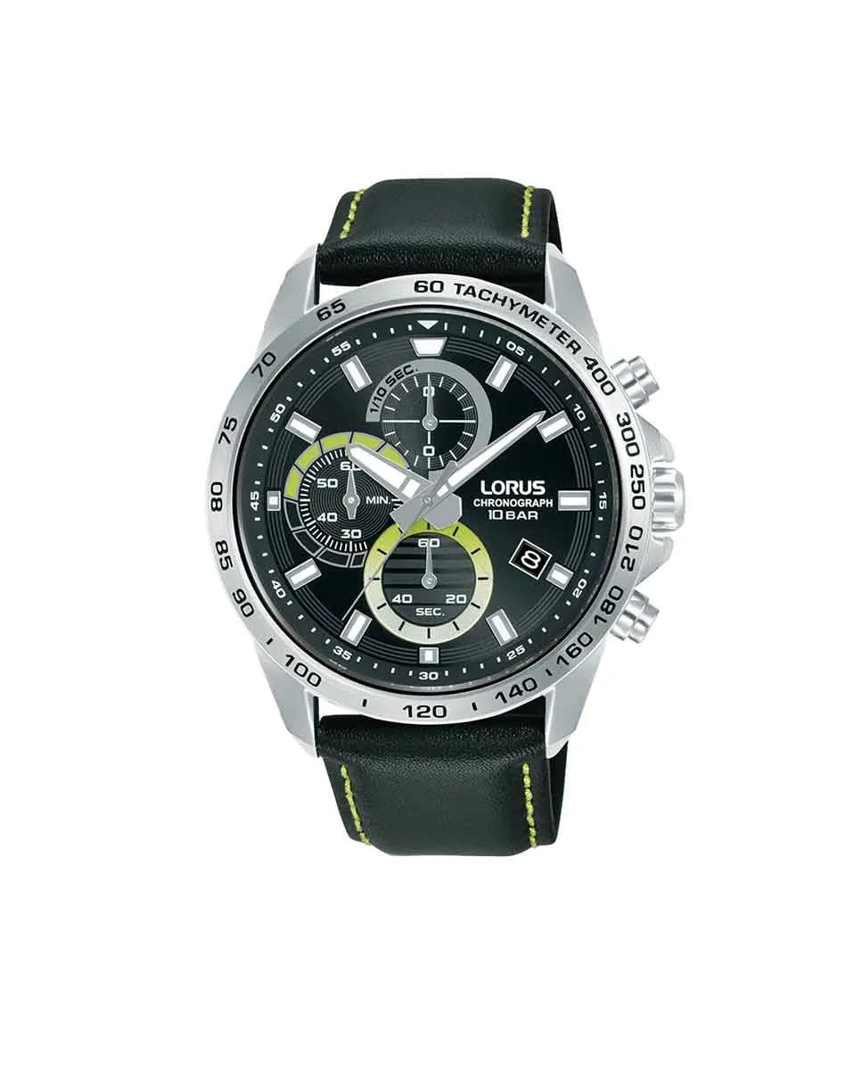 Мужские часы Sport man RM359JX9 с кожаным и черным ремешком Lorus, черный 
Мужские часы Sport man RM359JX9 с кожаным и черным ремешком Lorus, черный