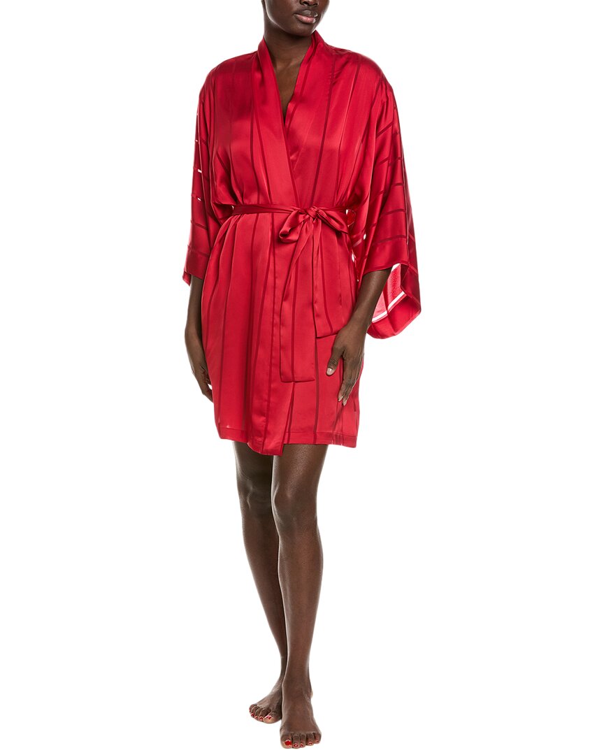 Накидка из прозрачного жаккарда в полоску Natori, красный 
Накидка из прозрачного жаккарда в полоску Natori, красный