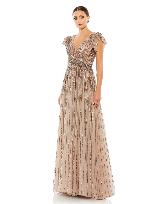 Женское платье с пайетками, запахом, рюшами и короткими рукавами-фонариками Mac Duggal, золотой
Женское платье с пайетками, запахом, рюшами и короткими рукавами-фонариками Mac Duggal, золотой