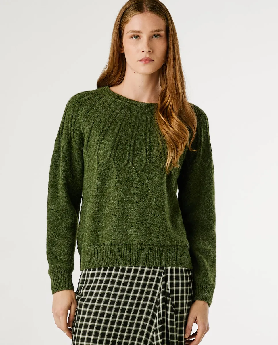 Женский джемпер из структурированного трикотажа с круглым вырезом Pepe Jeans, хаки
Женский джемпер из структурированного трикотажа с круглым вырезом Pepe Jeans, хаки