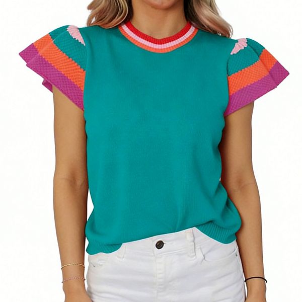 Женский свитшот с полосками и оборками на рукавах - вязаный топ с круглым вырезом для повседневной носки Clearflower, Blue
Женский свитшот с полосками и оборками на рукавах - вязаный топ с круглым вырезом для повседневной носки Clearflower, Blue