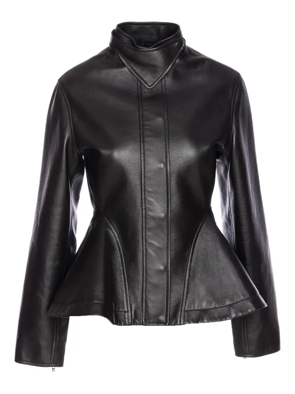 Кожаная куртка с баской Alaïa, черный
Кожаная куртка с баской Alaïa, черный