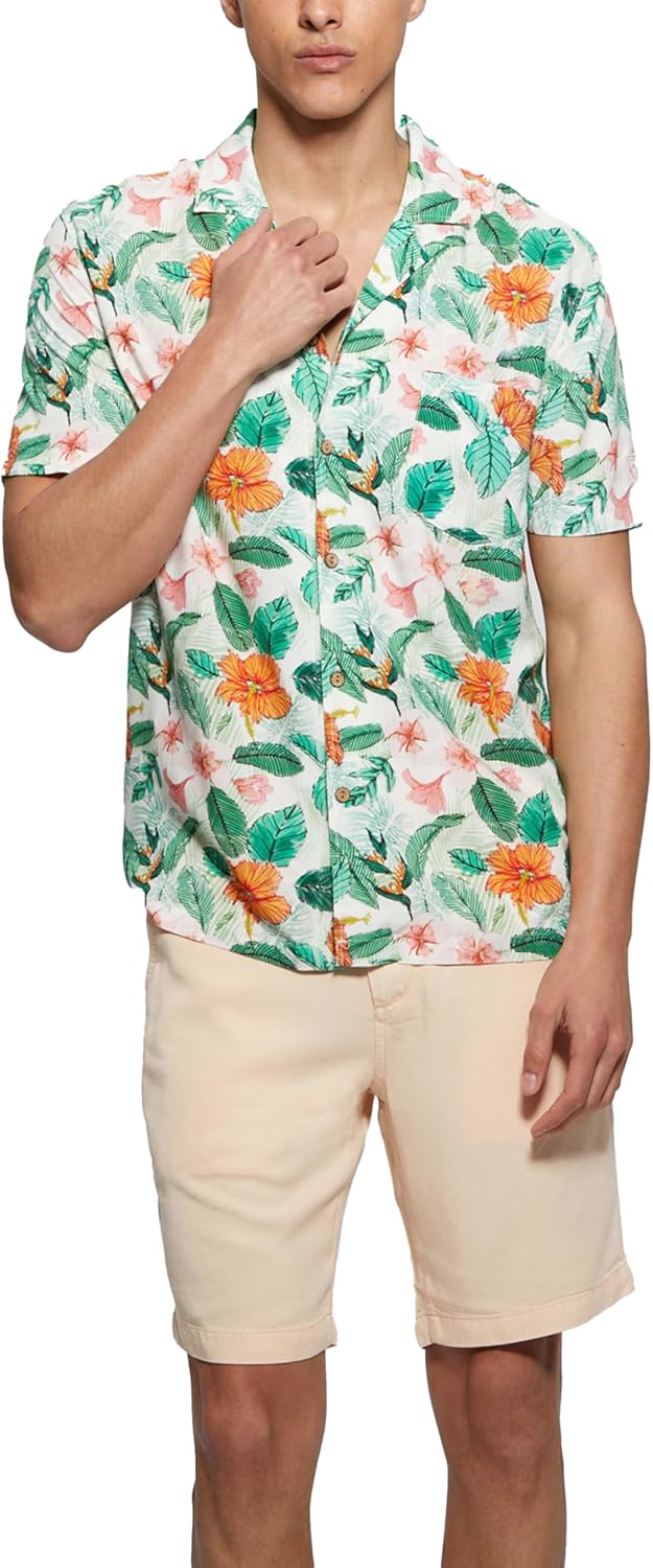 Мужская рубашка GUESS с коротким рукавом и принтом Eco Fluid, Aop Green And Pink Foliage
Мужская рубашка GUESS с коротким рукавом и принтом Eco Fluid, Aop Green And Pink Foliage