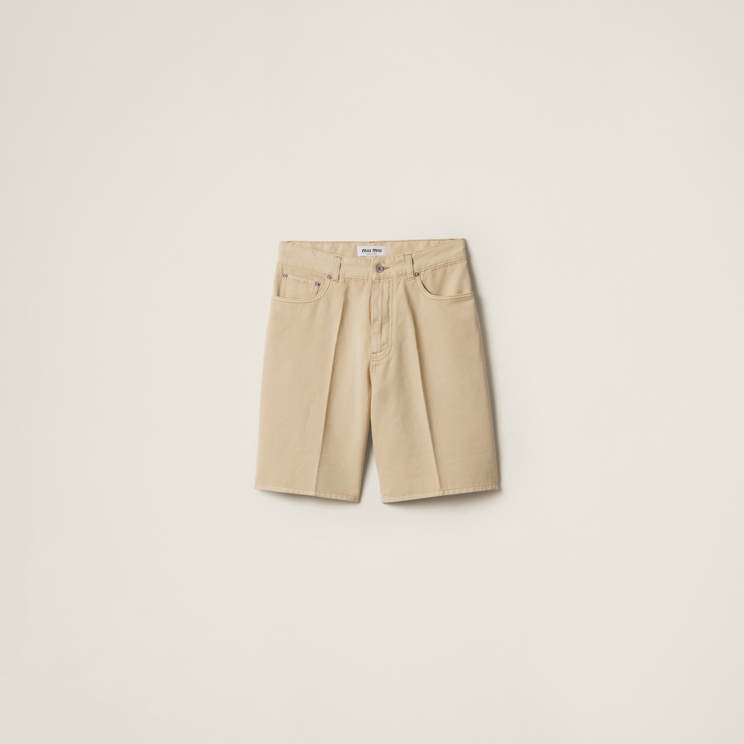 Бермуды из светлого денима MIU MIU, бежевые
Бермуды из светлого денима MIU MIU, бежевые