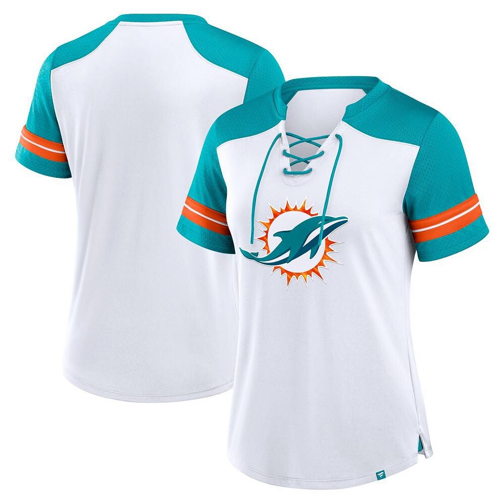 Женская футболка Fanatics белого/голубого цвета Miami Dolphins с фольгированной основной шнуровкой Fanatics Brands - White Label, цвет Dol White
Женская футболка Fanatics белого/голубого цвета Miami Dolphins с фольгированной основной шнуровкой Fanatics Brands - White Label, цвет Dol White