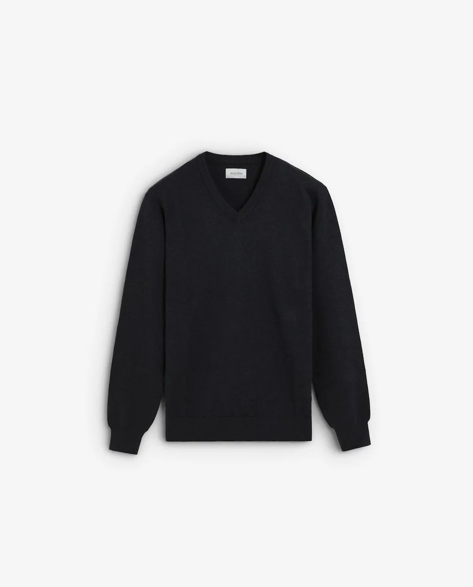 Мужской джемпер с V-образным вырезом, обычный крой Scalpers, темно-синий
Мужской джемпер с V-образным вырезом, обычный крой Scalpers, темно-синий
