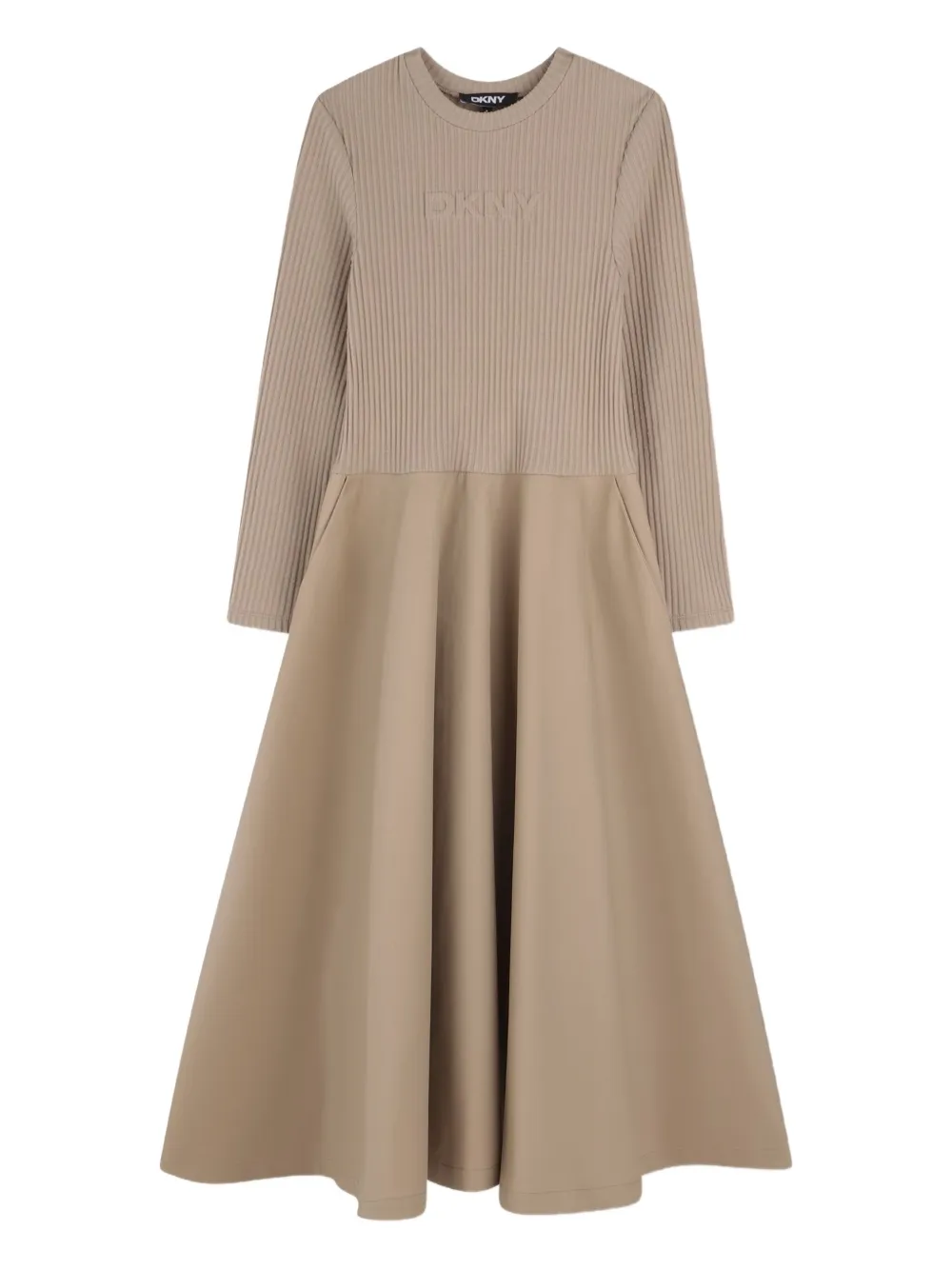 Расклешенное платье со вставкой в рубчик Dkny Kids, нейтральный
Расклешенное платье со вставкой в рубчик Dkny Kids, нейтральный
