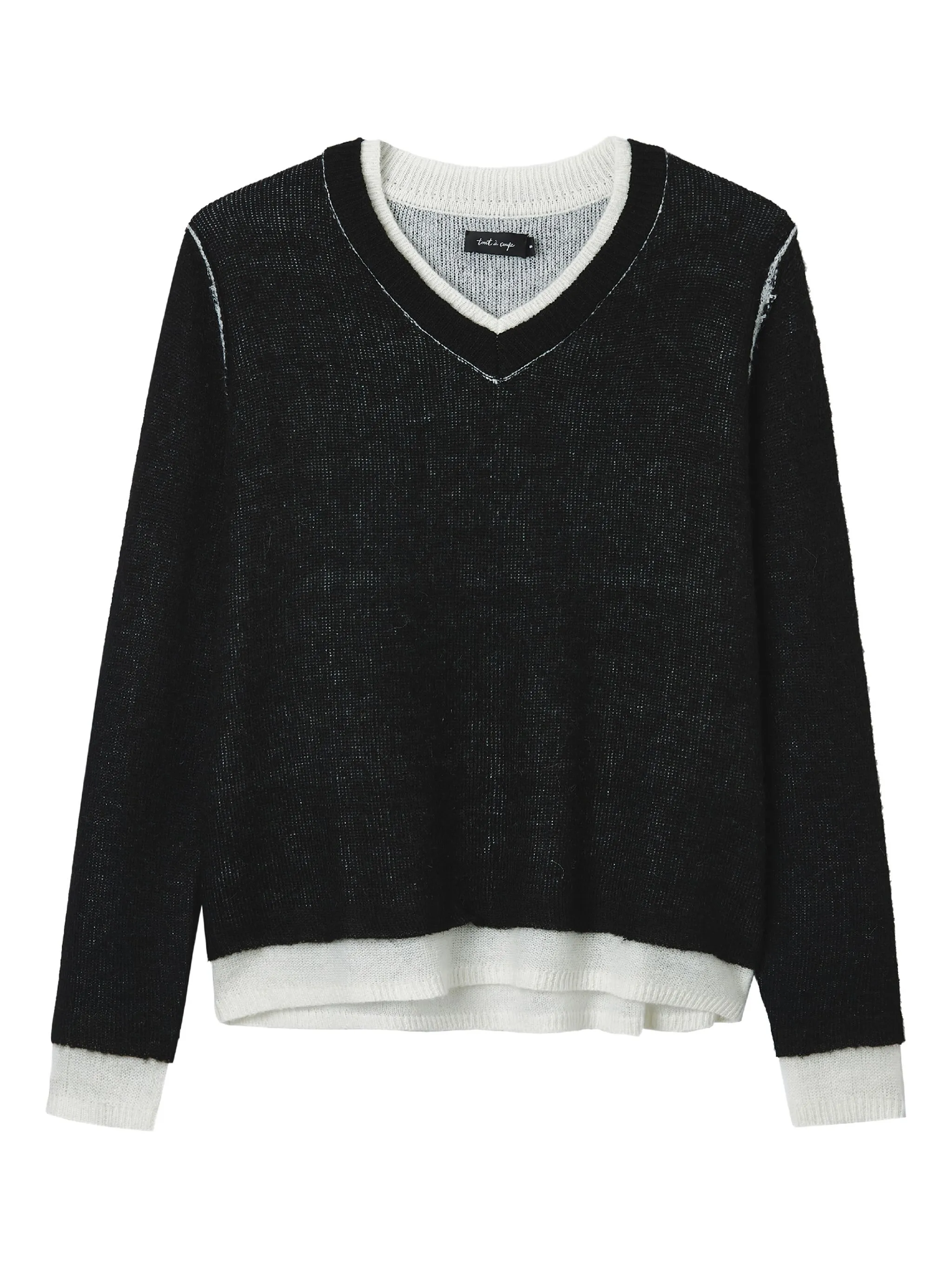 Многослойный свитер с V-образным вырезом Tout A Coup, черный
Многослойный свитер с V-образным вырезом Tout A Coup, черный