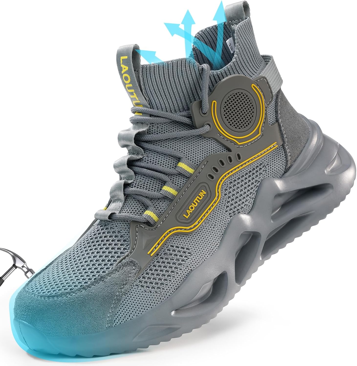 Мужские ботинки LAoutun с металлическим носком, безопасные кроссовки, комфортные, легкие, стойкие к проколам, без шнурков, неразрушимые строительные ботинки, серый
Мужские ботинки LAoutun с металлическим носком, безопасные кроссовки, комфортные, легкие, стойкие к проколам, без шнурков, неразрушимые строительные ботинки, серый