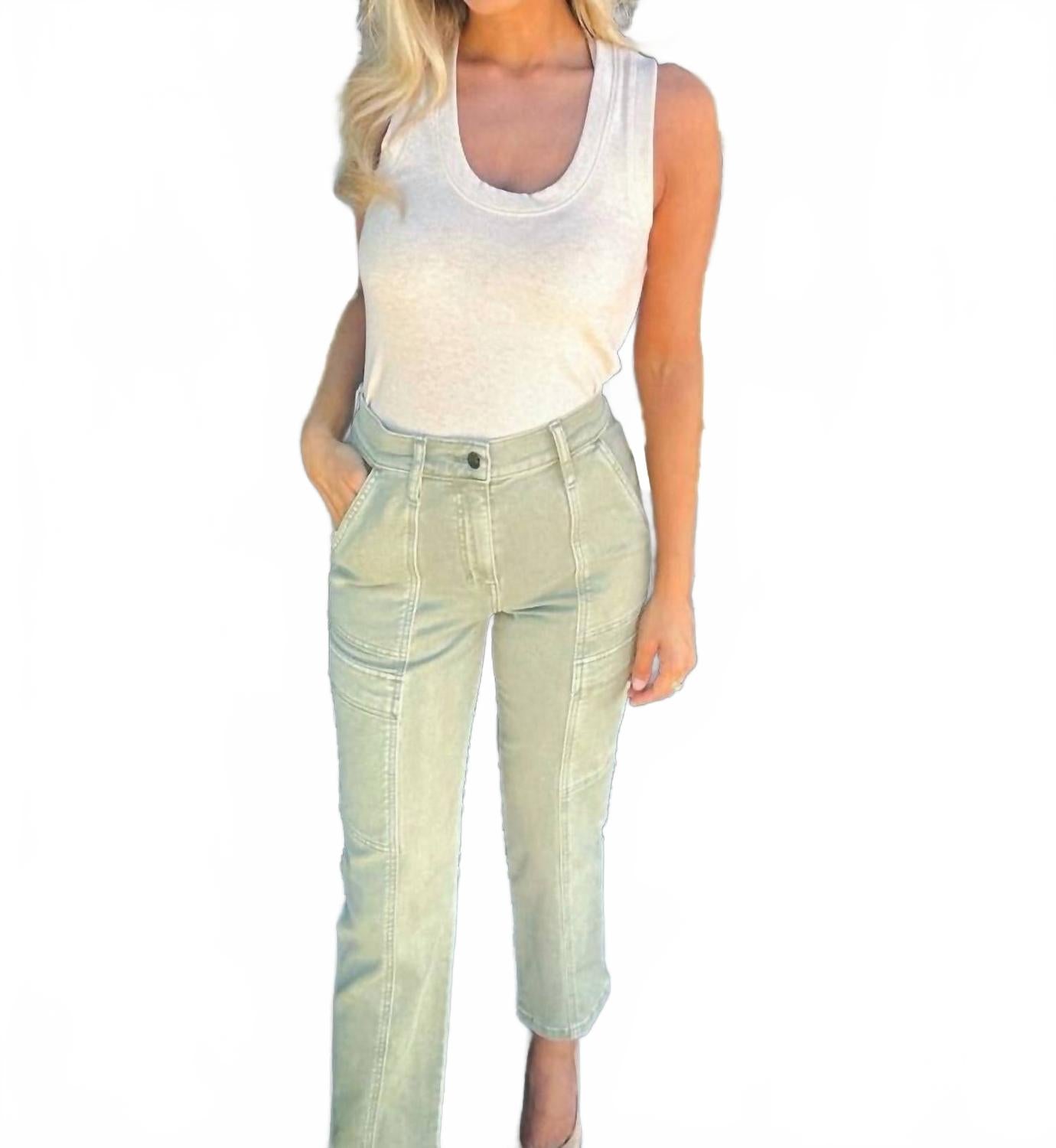 Прямые джинсы карго с высокой посадкой в цвете матча DAZE, Matcha 
Прямые джинсы карго с высокой посадкой в цвете матча DAZE, Matcha