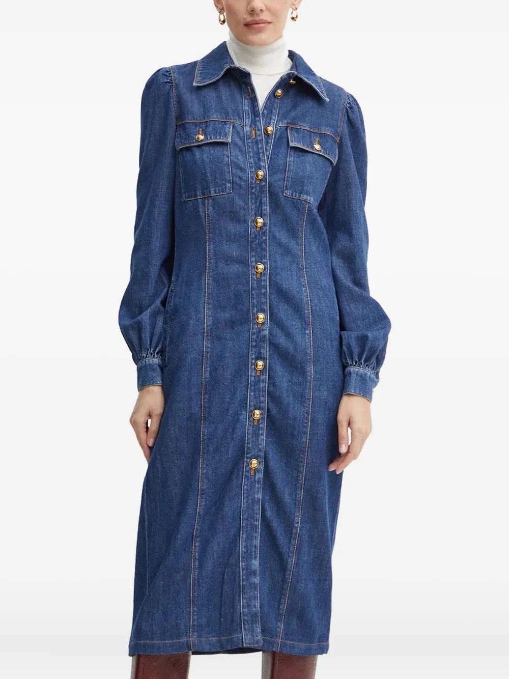 Джинсовое платье с объемными рукавами LUISA SPAGNOLI, синий
Джинсовое платье с объемными рукавами LUISA SPAGNOLI, синий