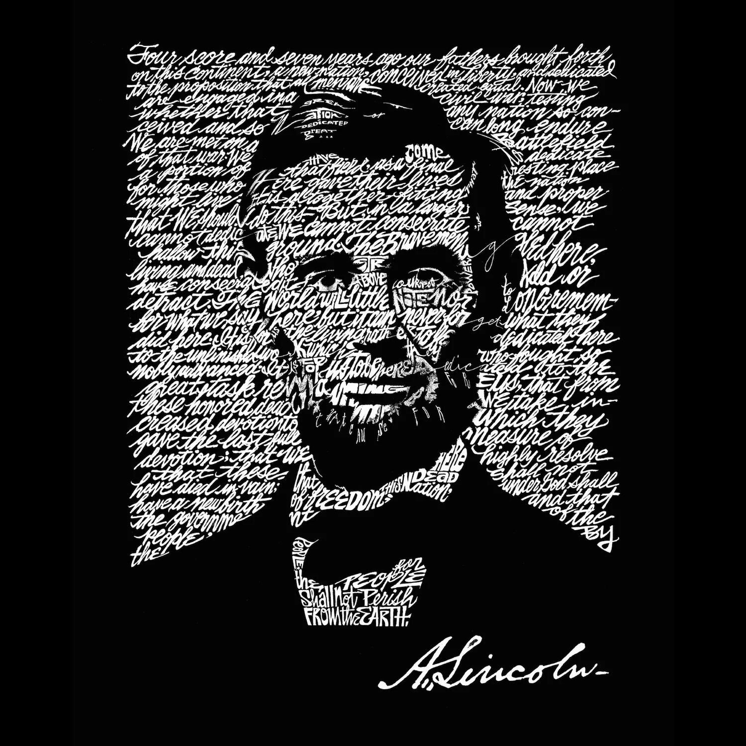 ABRAHAM LINCOLN — GETTYSBURG ADDRESS — мужская футболка с длинным рукавом с надписью Word Art LA Pop Art
ABRAHAM LINCOLN — GETTYSBURG ADDRESS — мужская футболка с длинным рукавом с надписью Word Art LA Pop Art