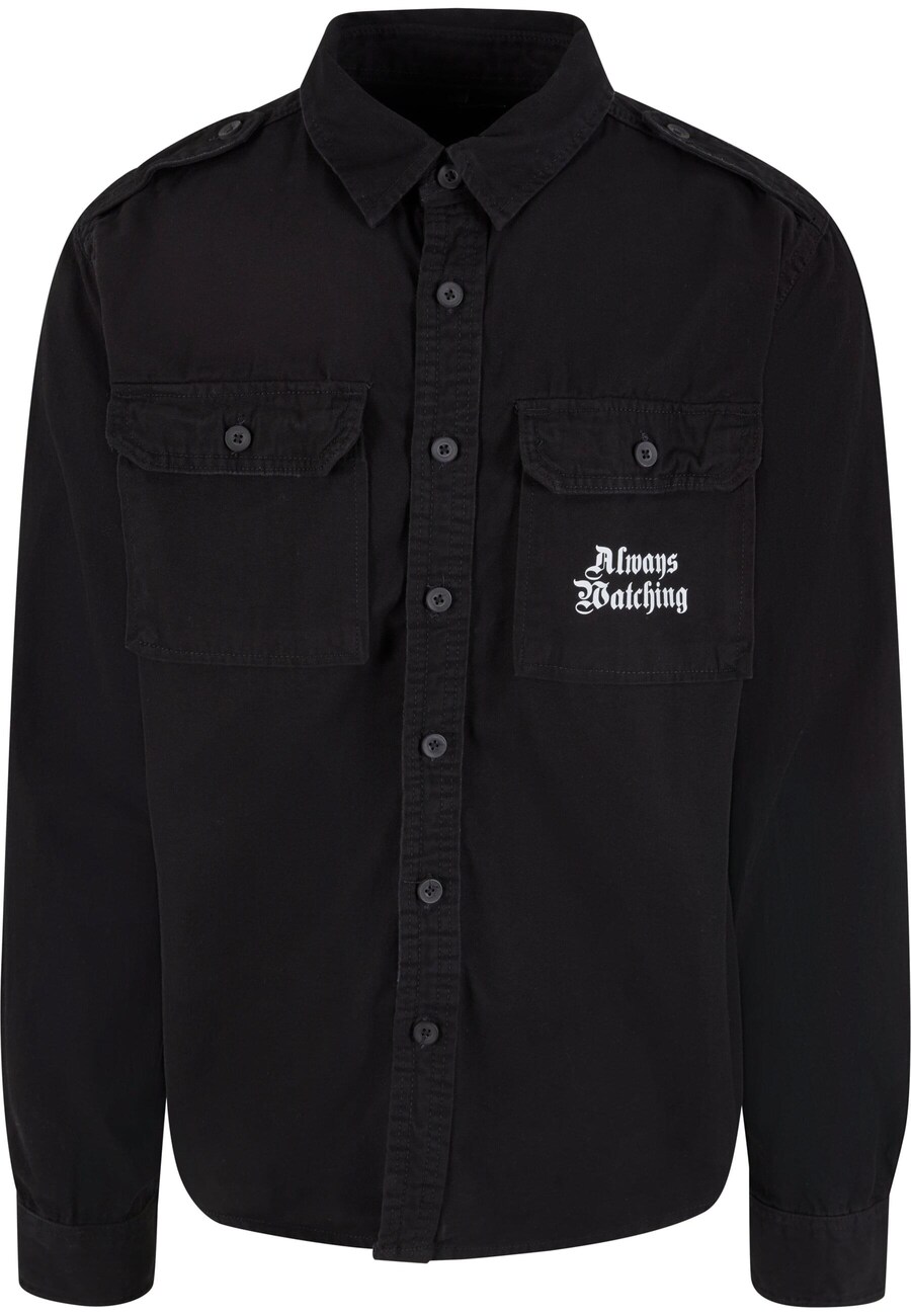Рубашка на пуговицах Comfort fit Mister Tee Always Watching, черный 
Рубашка на пуговицах Comfort fit Mister Tee Always Watching, черный