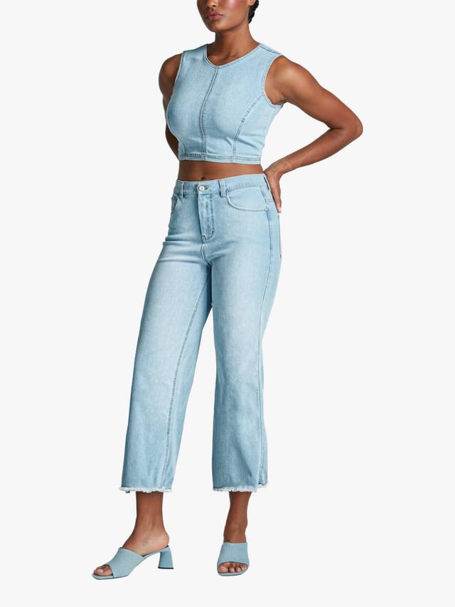 Укороченные джинсы с высокой посадкой и широкими штанинами Commando, средний синий
Укороченные джинсы с высокой посадкой и широкими штанинами Commando, средний синий