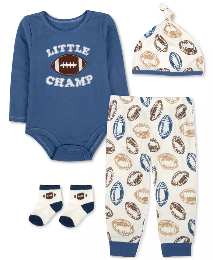 Маленький чемпион по футболу для мальчиков: боди, штанишки, шапочка и носочки, комплект из 4 предметов Baby Essentials
Маленький чемпион по футболу для мальчиков: боди, штанишки, шапочка и носочки, комплект из 4 предметов Baby Essentials