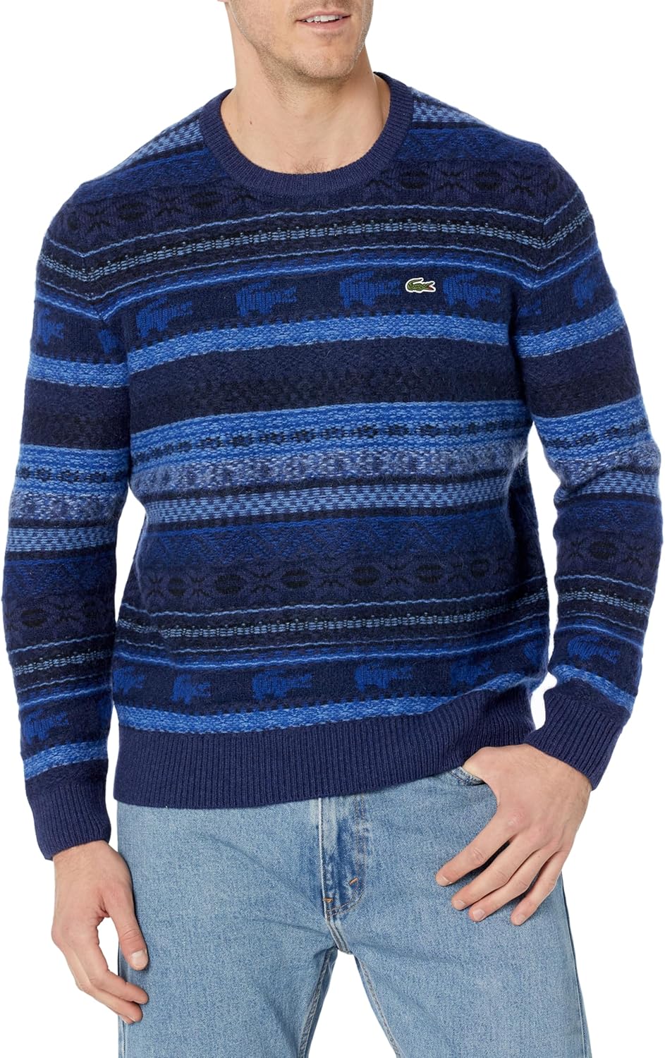 Lacoste мужской джемпер с круглым вырезом и жаккардовым узором fair isle, Cobalt/Multico
Lacoste мужской джемпер с круглым вырезом и жаккардовым узором fair isle, Cobalt/Multico