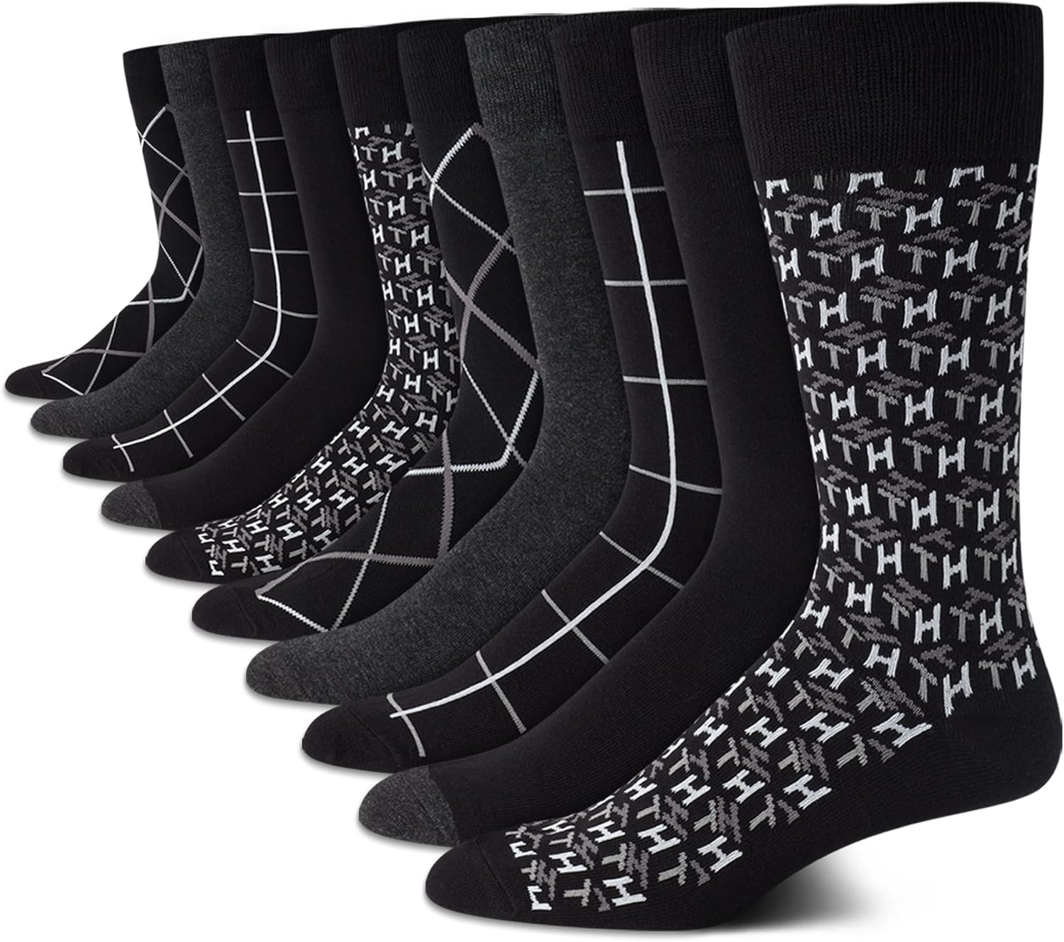 Мужские повседневные носки Tommy Hilfiger из мягкой хлопковой смеси - 10 пар, Black Assorted
Мужские повседневные носки Tommy Hilfiger из мягкой хлопковой смеси - 10 пар, Black Assorted