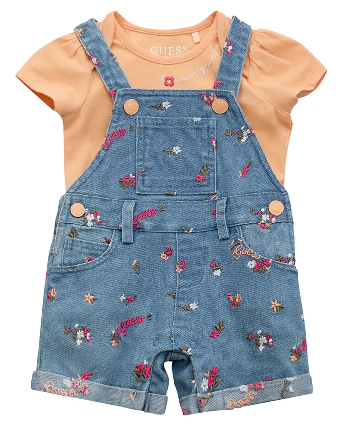 Комплект для девочек: боди с короткими рукавами и комбинезон из эластичного денима (2 предмета) GUESS, оранжевый
Комплект для девочек: боди с короткими рукавами и комбинезон из эластичного денима (2 предмета) GUESS, оранжевый