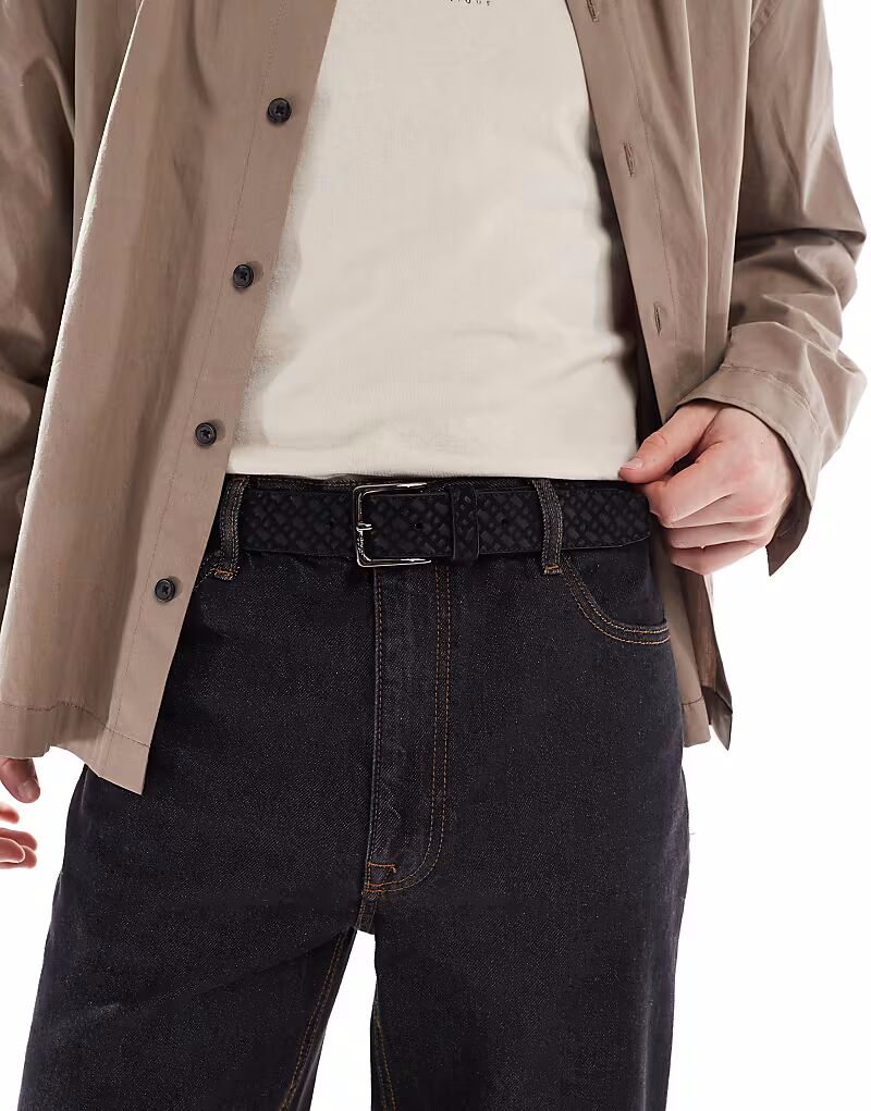 Ремень из кожи BOSS Ronnie с тисненым логотипом черного цвета BOSS Orange 
Ремень из кожи BOSS Ronnie с тисненым логотипом черного цвета BOSS Orange