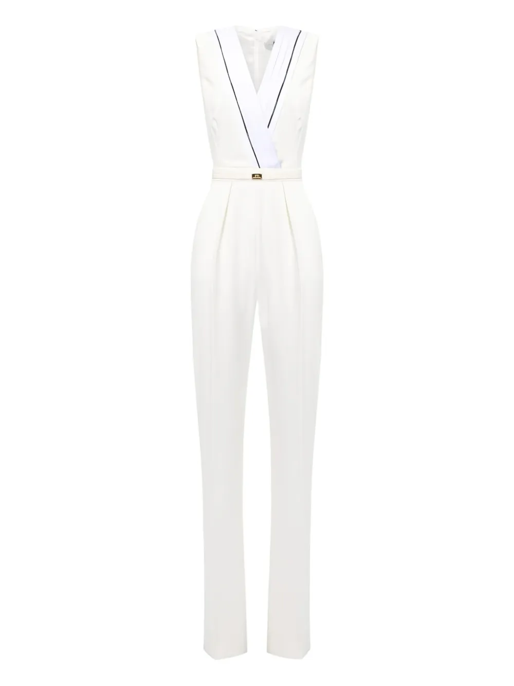 Плиссированный комбинезон с кантом и логотипом Elisabetta Franchi, белый
Плиссированный комбинезон с кантом и логотипом Elisabetta Franchi, белый