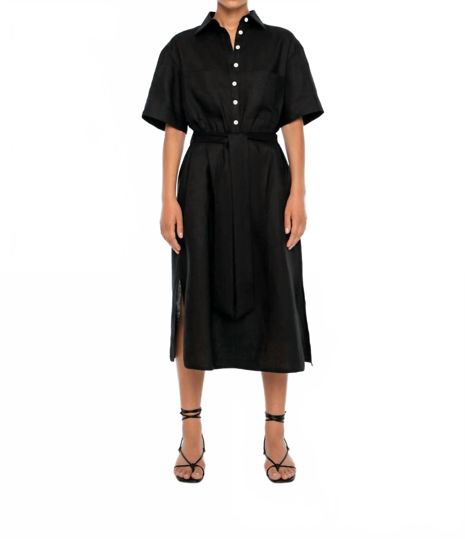 Midi Shirtdress In Black Dāl the Label 
Midi Shirtdress In Black Dāl the Label