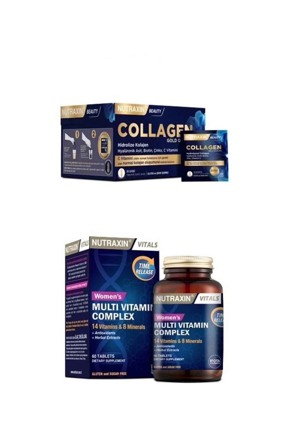 Nutraxin Коллаген 30 саше 10000 мг + мультивитаминный и минеральный комплекс для женщин 60 таблеток
Nutraxin Коллаген 30 саше 10000 мг + мультивитаминный и минеральный комплекс для женщин 60 таблеток