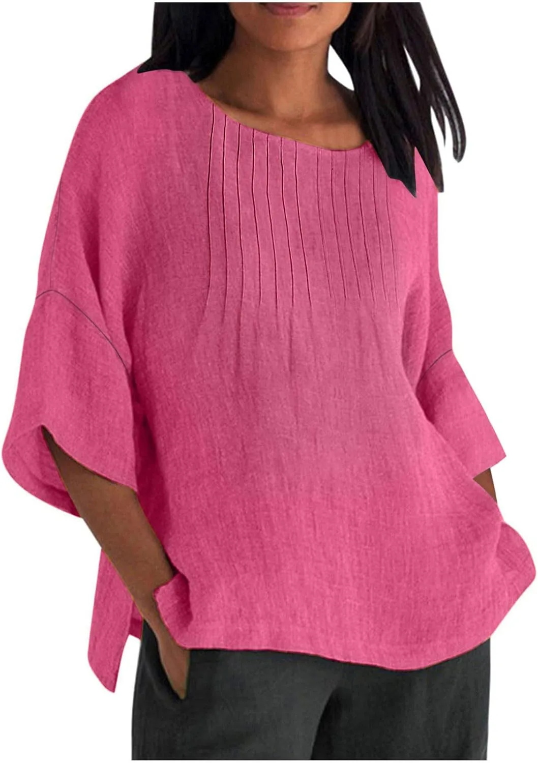 Женская блузка с 3/4 рукавом и круглым вырезом AKTCVVJ
Женская блузка с 3/4 рукавом и круглым вырезом AKTCVVJ