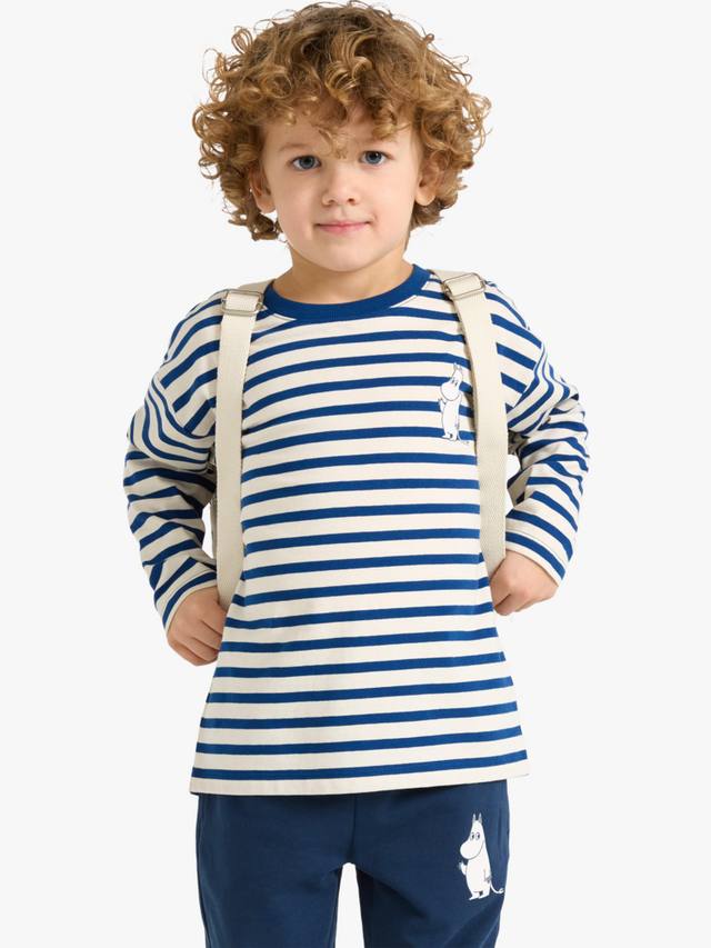 Детская хлопчатобумажная футболка с длинным рукавом и принтом муми-тролля в полоску Lindex, темно-синий 
Детская хлопчатобумажная футболка с длинным рукавом и принтом муми-тролля в полоску Lindex, темно-синий