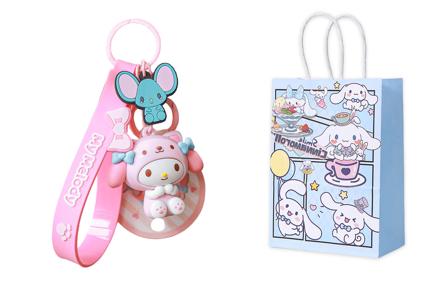 Sanrio Подвеска Hello Kitty My Melody из мягкого винила Унисекс, My Melody+Exquisite Shopping Bag 
Sanrio Подвеска Hello Kitty My Melody из мягкого винила Унисекс, My Melody+Exquisite Shopping Bag