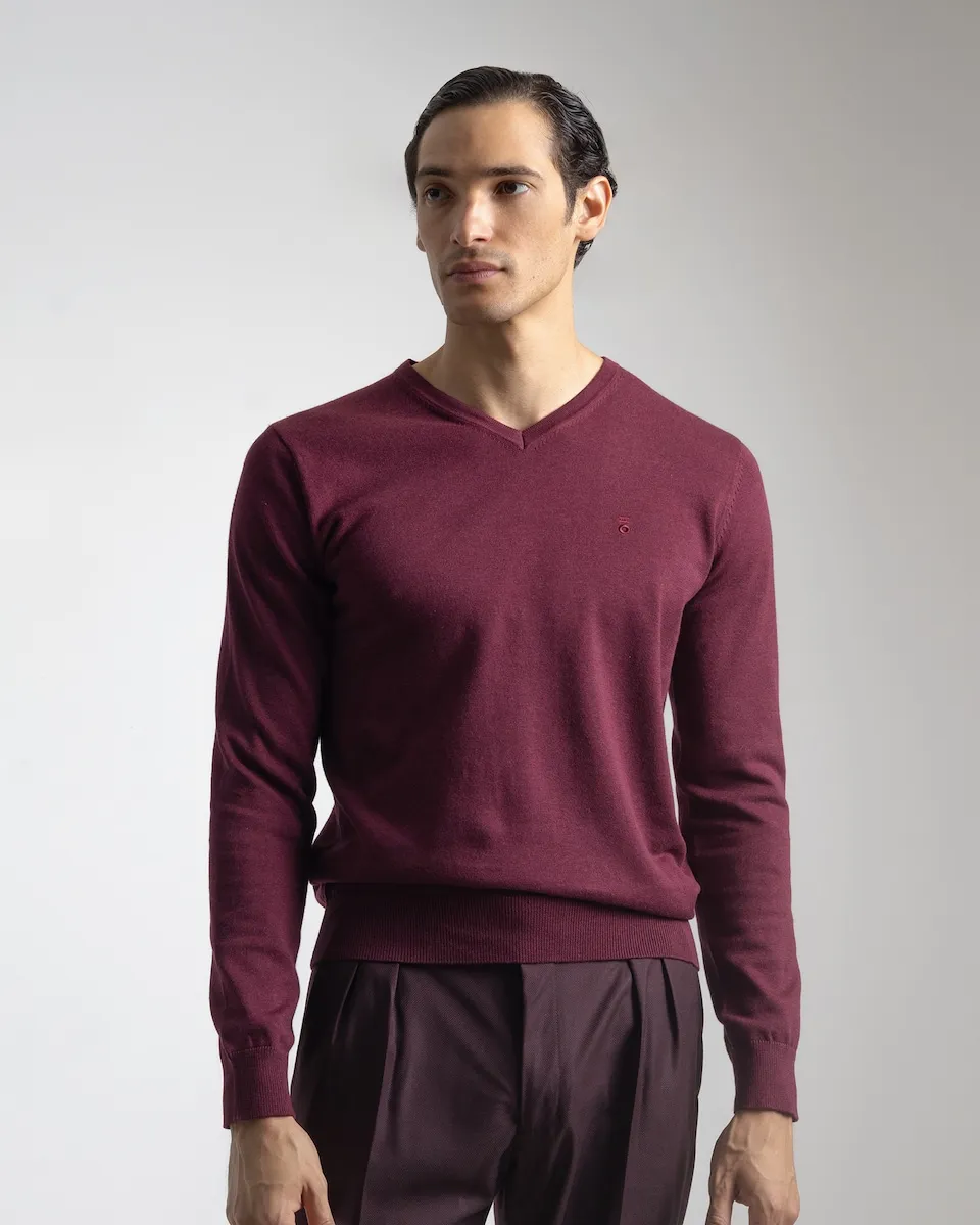Мужской хлопковый свитер с V-образным вырезом PuroEgo, бордовый
Мужской хлопковый свитер с V-образным вырезом PuroEgo, бордовый