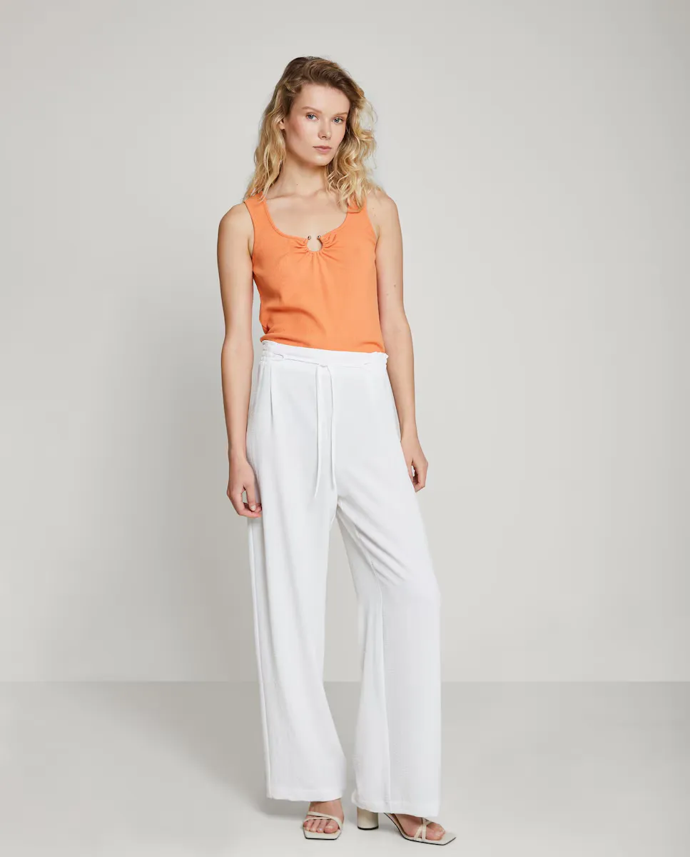 Женские струящиеся брюки с завязками на талии Trucco, белый
Женские струящиеся брюки с завязками на талии Trucco, белый