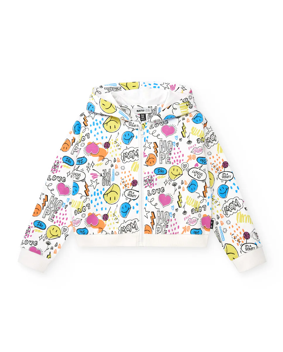 Свитшот для девочек с принтом, капюшоном и молнией Tuc tuc, белый
Свитшот для девочек с принтом, капюшоном и молнией Tuc tuc, белый