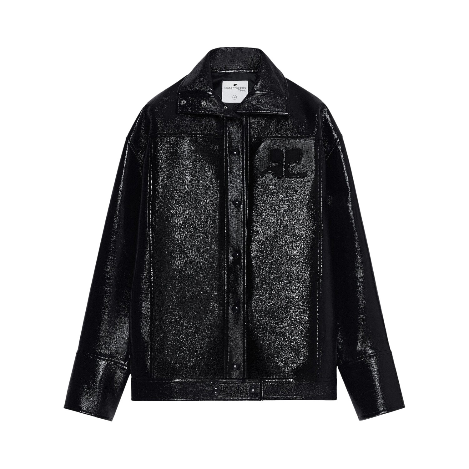Легендарная женская виниловая куртка оверсайз Courrèges, черный цвет
Легендарная женская виниловая куртка оверсайз Courrèges, черный цвет