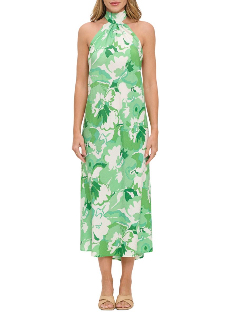 Платье миди с цветочным принтом и бретелью через шею Renee C., зеленый 
Платье миди с цветочным принтом и бретелью через шею Renee C., зеленый