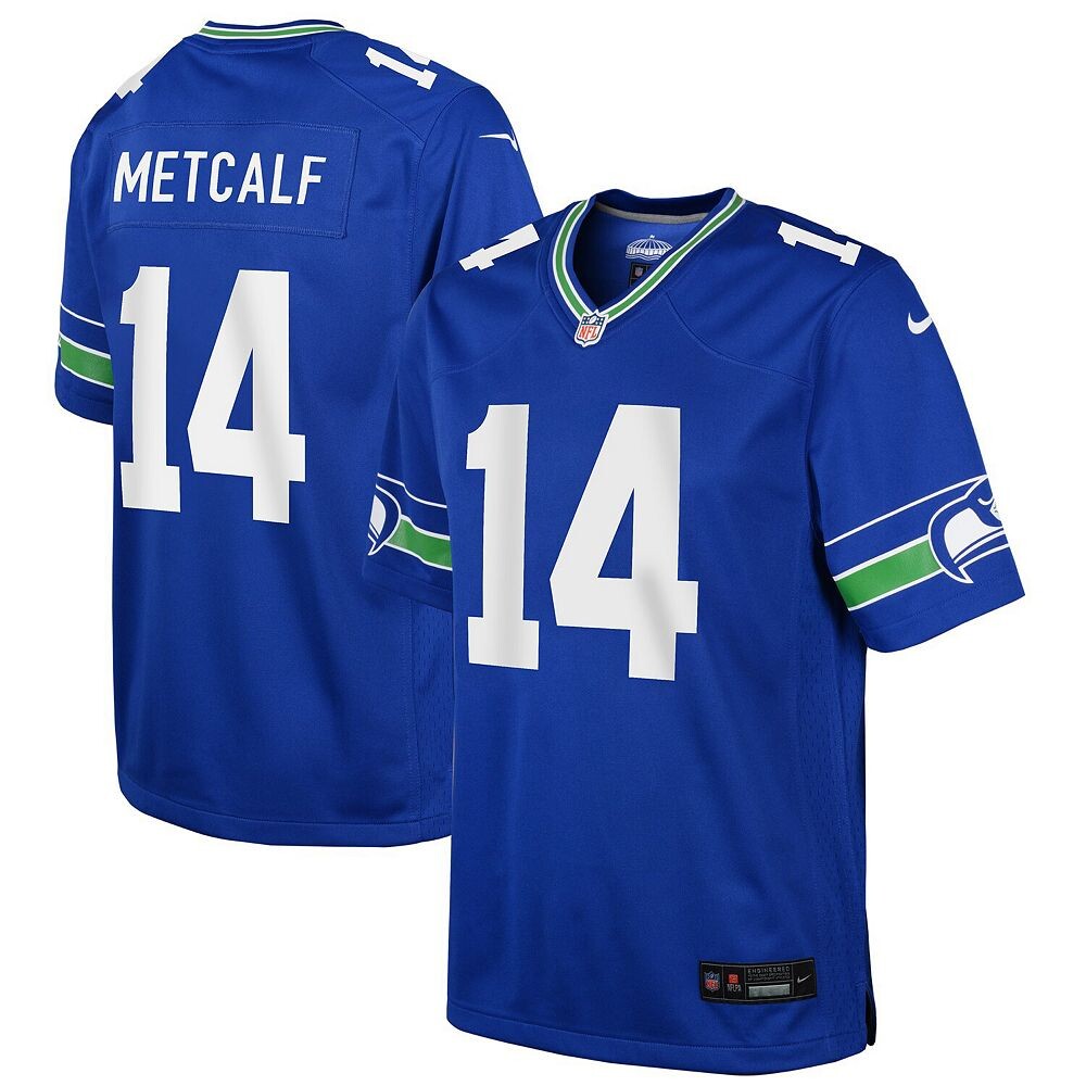 Молодежная игровая майка Nike DK Metcalf Royal Seattle Seahawks Throwback Player, цвет Sea Blue
Молодежная игровая майка Nike DK Metcalf Royal Seattle Seahawks Throwback Player, цвет Sea Blue